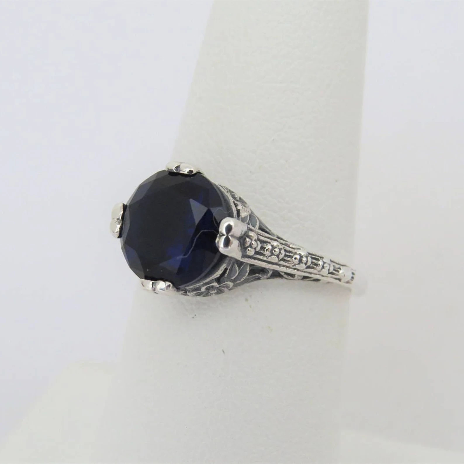3.00 Ct Round Cut Natural Sapphire Diamond Wedding Ring 14K Solid White Gold 5