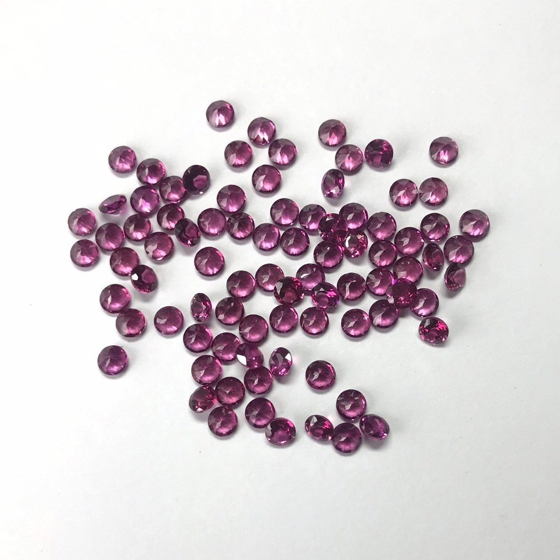 3mm Garnet Hyderabadi Round Faceted Cut Natural Loose Gemstone