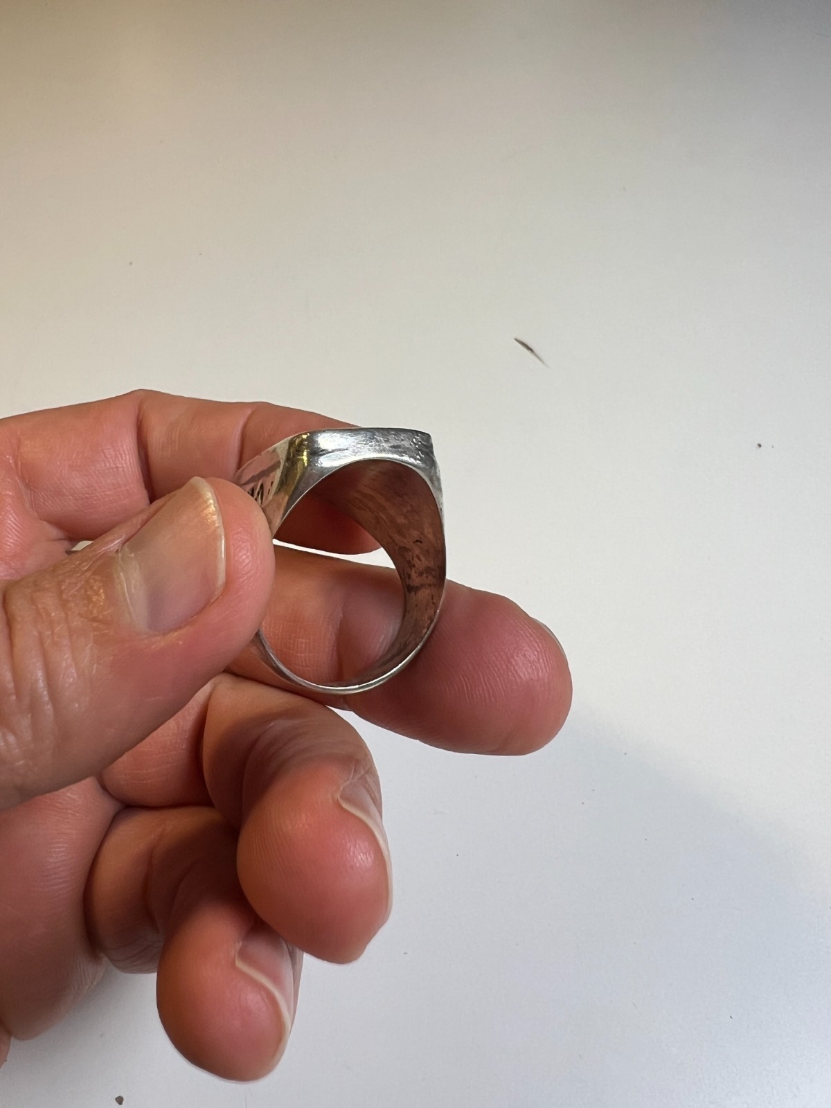 Vintage Navajo Sterling Silver & Large Rectangular Turquoise Cabochon Ring sz 11
