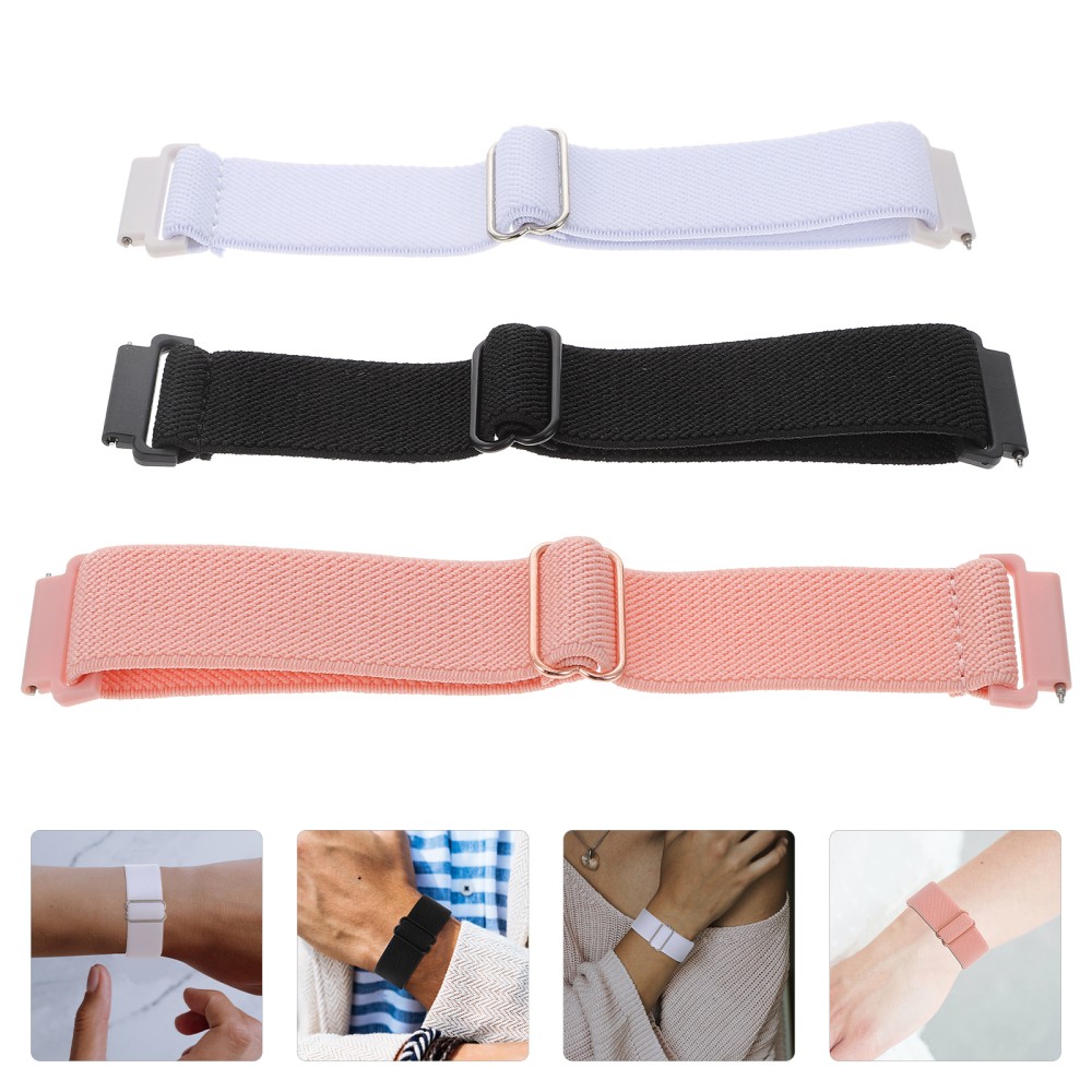 3Pcs Reusable Nylon Watchband Adjustable Strap for Smartwatch Assorted Colors