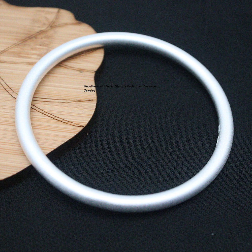 Pure S999 Fine Silver 999 Bracelet 4.5mm Round Dull Polish Bangle 31-32g 56mm