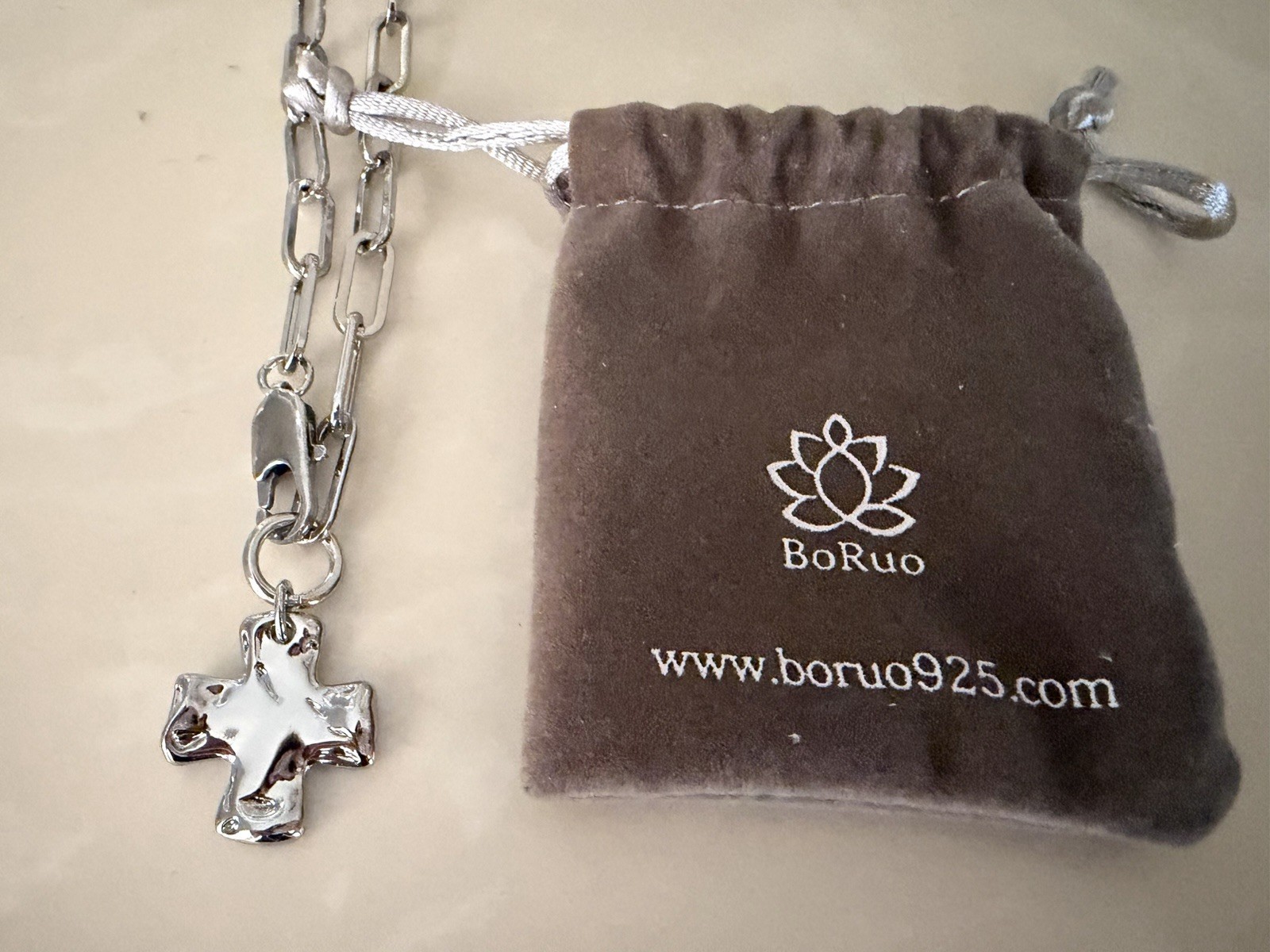BoRuo 18″ Sterling Silver .925 Paperclip Link Chunky Cross Necklace New
