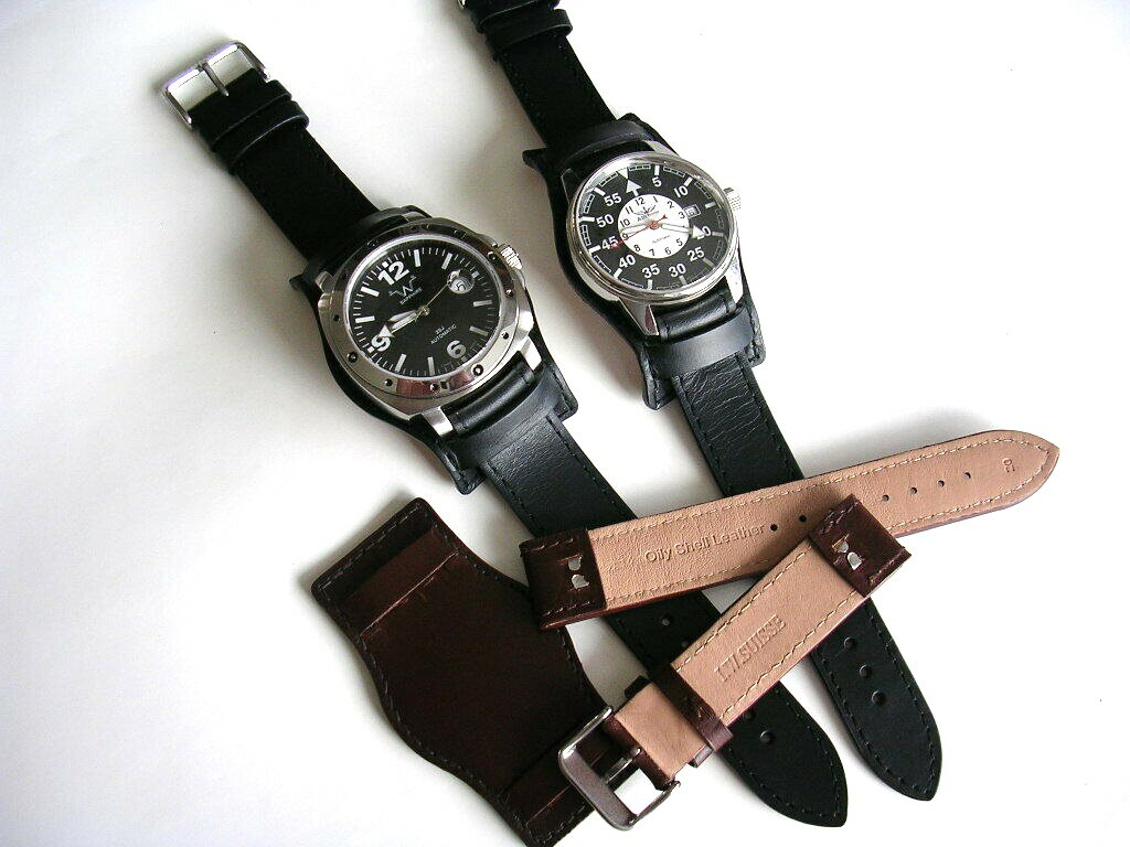 Bund Open End Leather watchband Military strap IW SUISSE 10 12 14 16 18 19 20 22