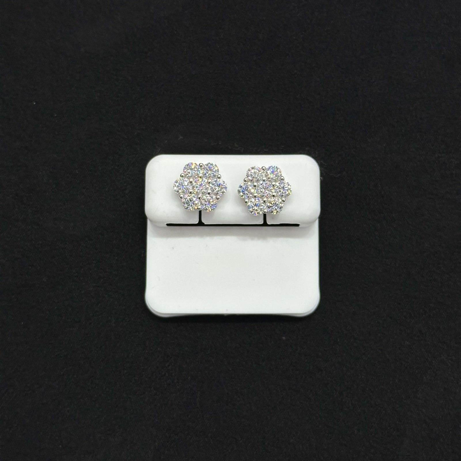 Big MOISSANITE Earrings VVS with 925 Sterling Silver 14K White Gold Coated