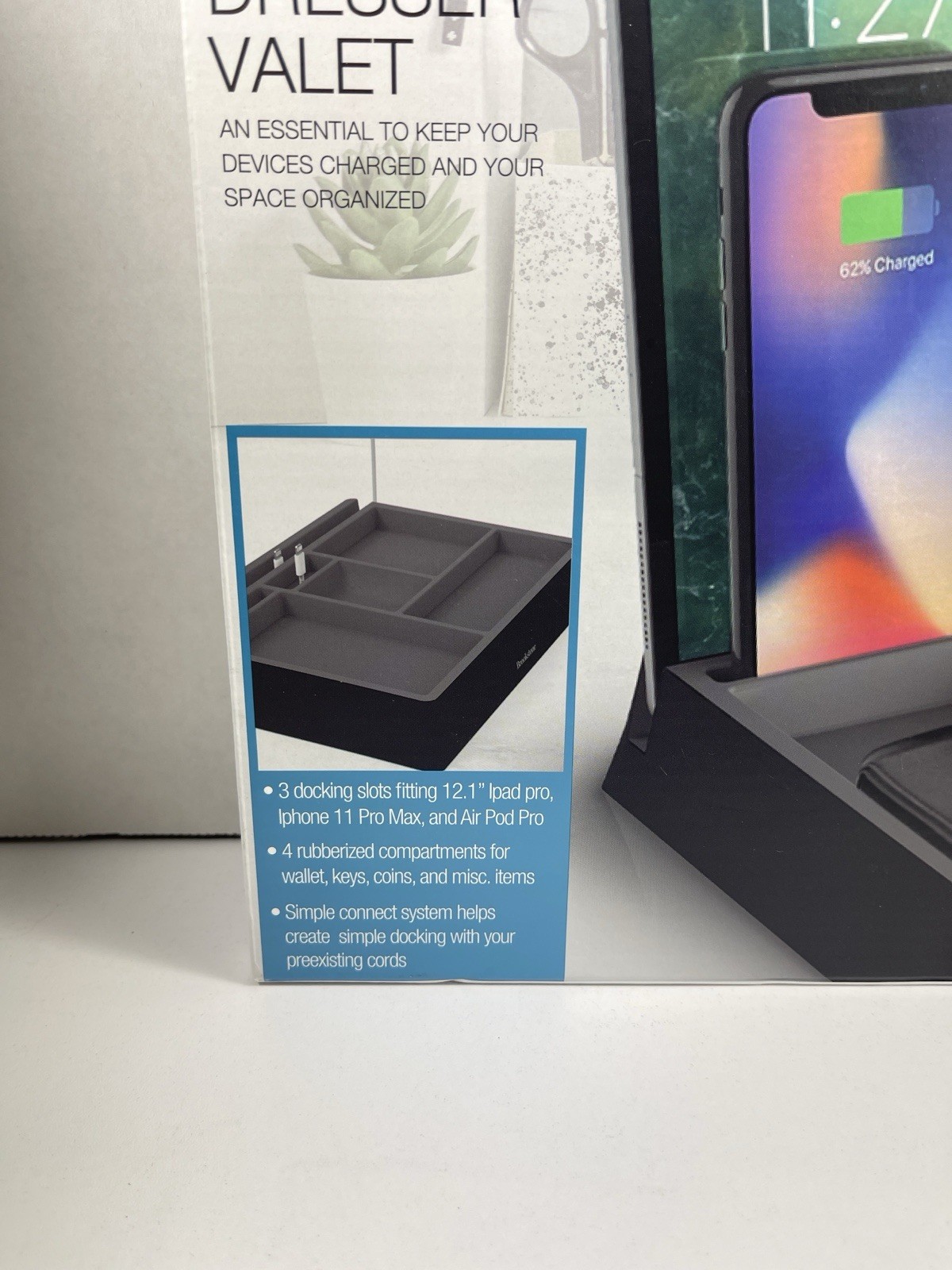 Brookstone Tech Dresser Valet Organizer Charging Station