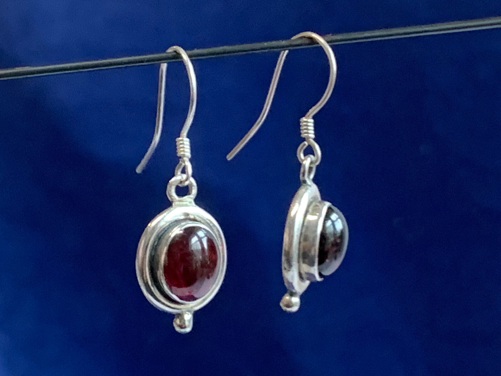 Sterling Silver Dangle Earrings 5.59g Fine Jewelry Dangle Garnet Color Stones