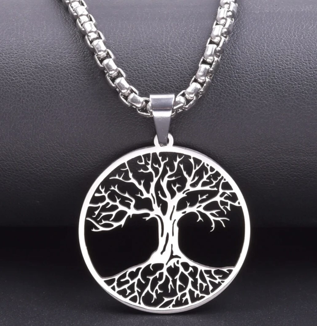 Stainless Steel Celtic Tree of Life Necklace with 50cm (19.7 in) round box chain