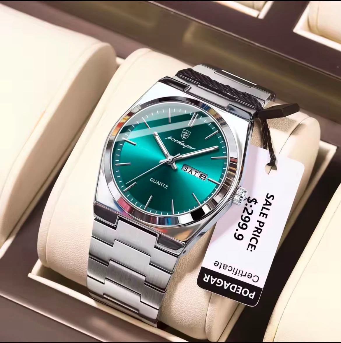 POEDAGAR Luxury Men’s Watches Waterproof Luminous Date Week Men Watch Stainless