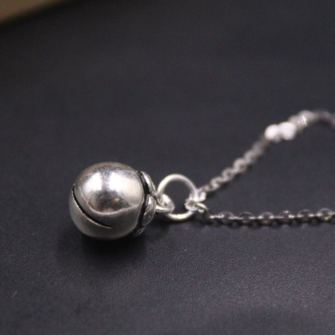 925 Sterling Silver Pendant DIY Make Bracelet Vintage Silver Persimmon Bell