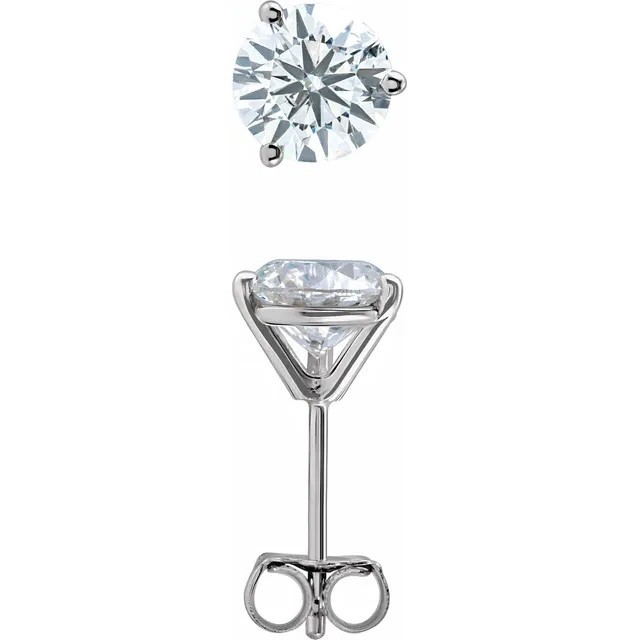 2 CT TW Lab Created Diamond 14kt White Gold Stud Earrings F+ VS+ 3 Prong