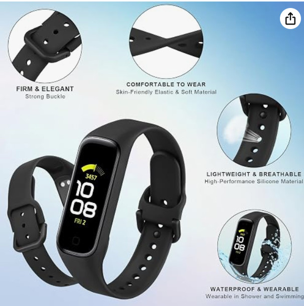 Wanme Replacement Bands for Samsung Galaxy Fit 2 Band Women Men, 3 PACK Silicone