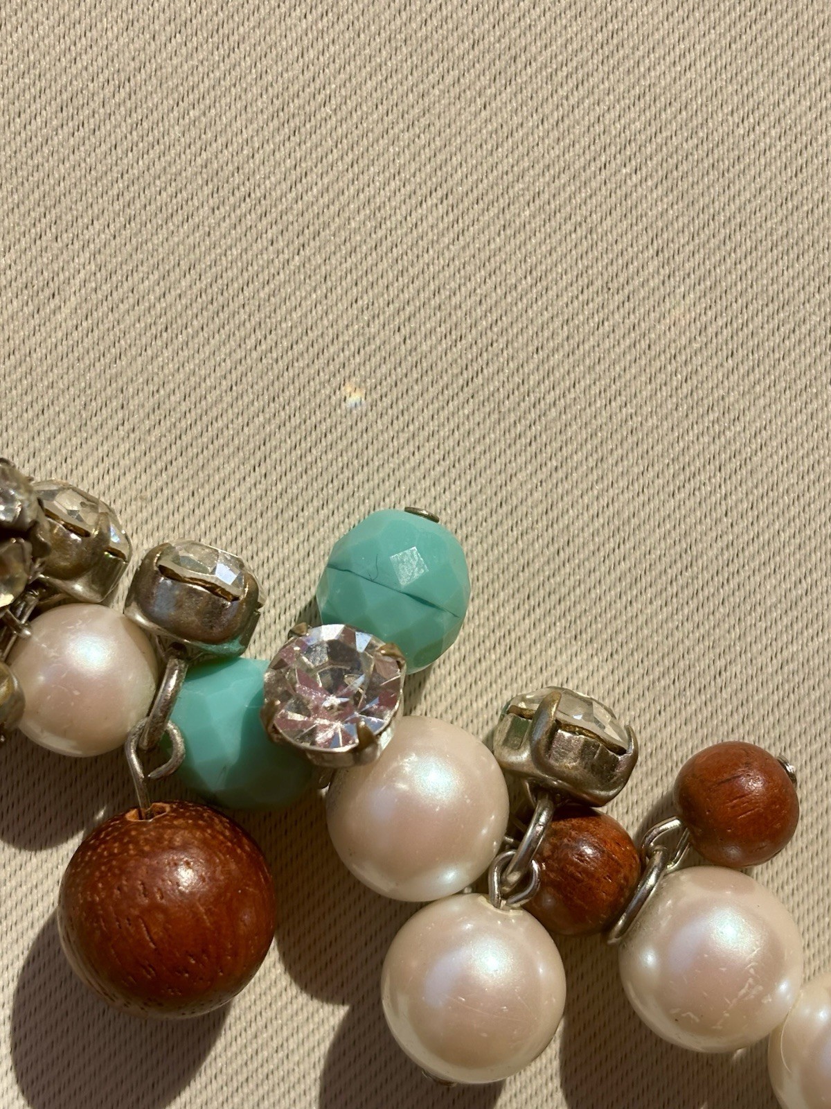 Vintage RADÀ Made in Italy Charm Bracelet Faux Pearl Crystal Wood Turquoise Bead