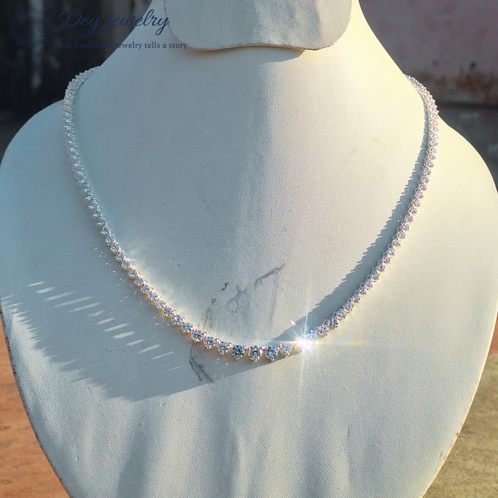 Graduate Lab Created moissanite 925 Silver Weeding Chain necklace for Gift