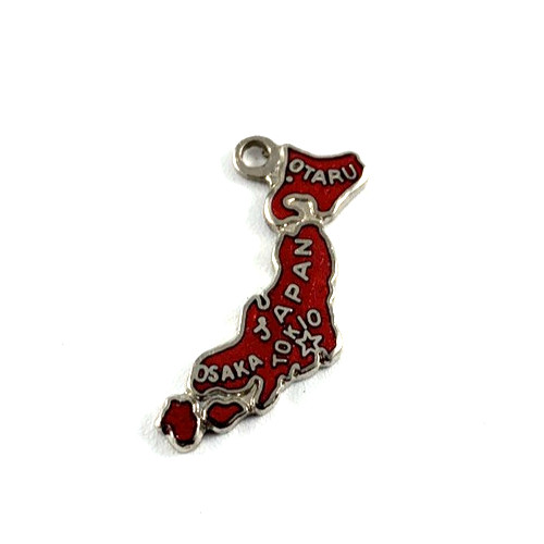 Japan Silver Plate Charm | Dark Red | 7/8″ | New Old Stock | Very Nice