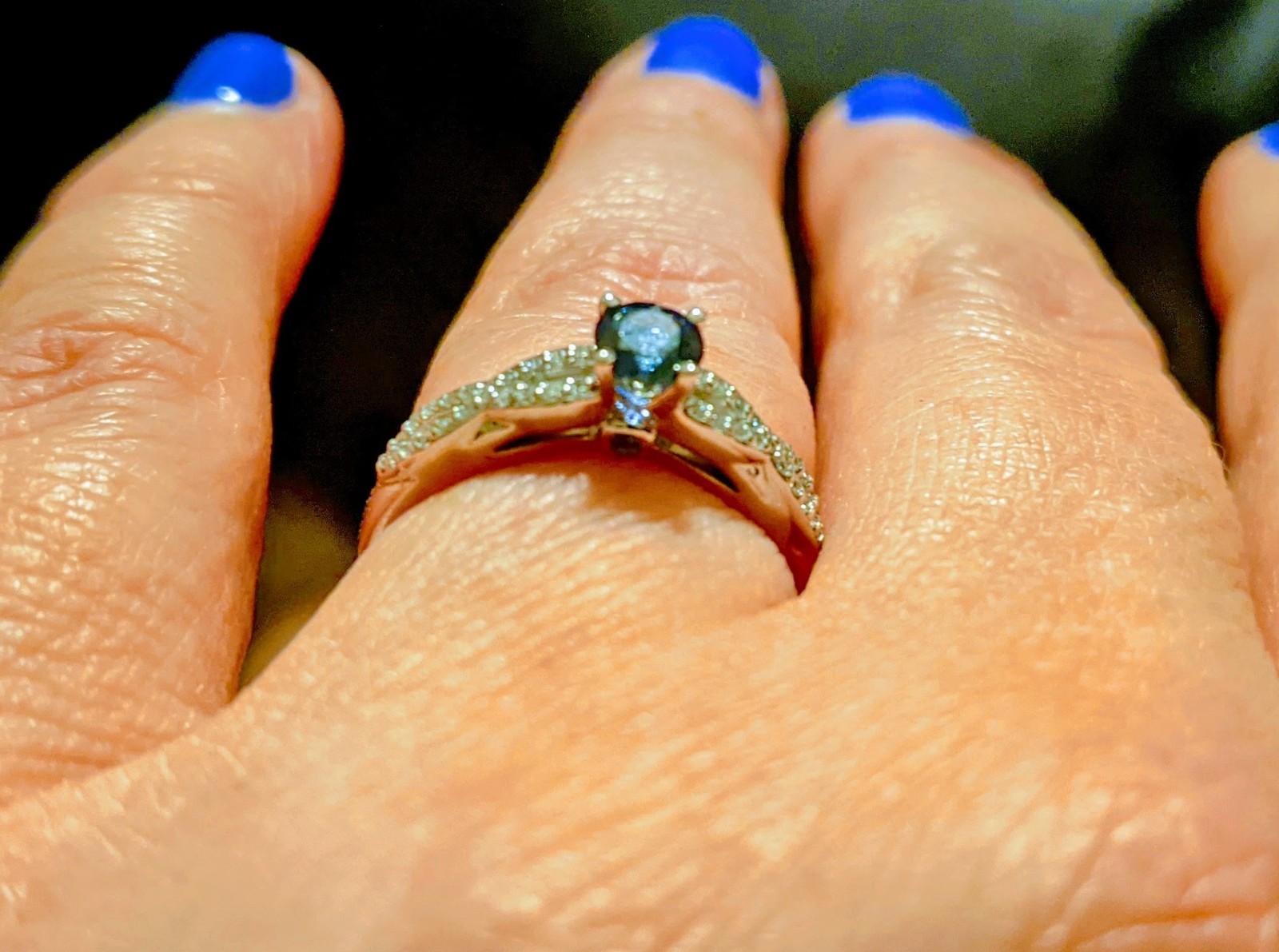 Helzberg Size 6 White Gold, Diamond Engagement Ring Inscribed “Forever Yours” “