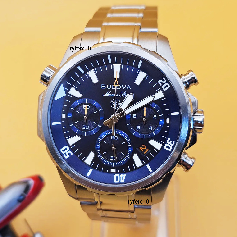 Bulova Classic Marine Star Series B 96B256 Blue Dial Men’s Quartz Watch 43 mm