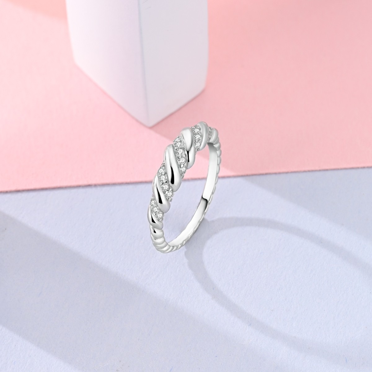 LAZA 925 Sterling Silver Gradual Twists Finger Ring AAA CZ Women Jewelry