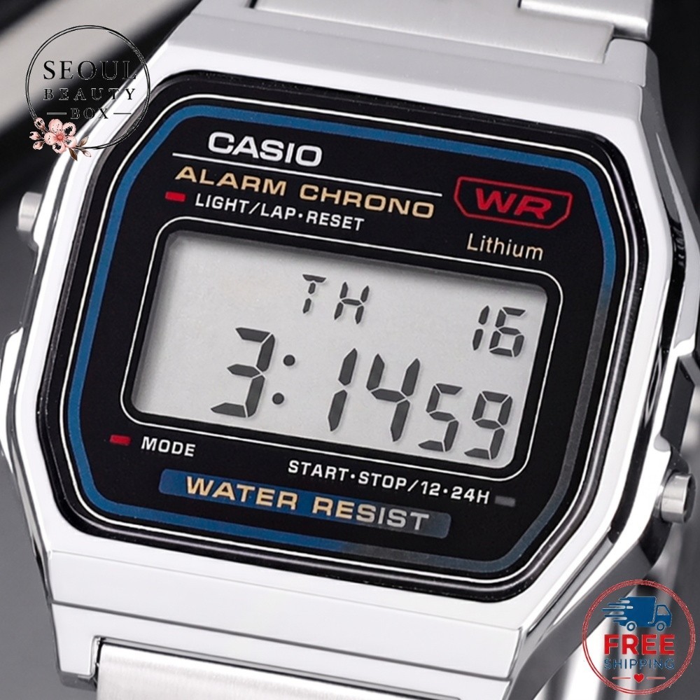 Casio A159W-N1 Vintage Digital Stainless Steel Watch Unisex 36.8mm