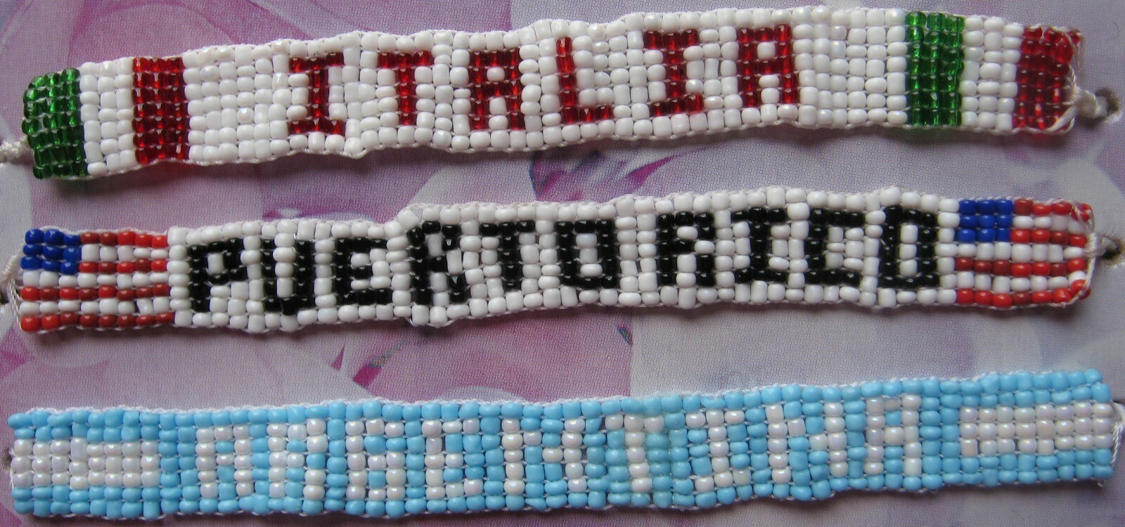 Handmade Bracelet Country Beads Personalized Custom USA GUATEMALA MEXICO BRASIL