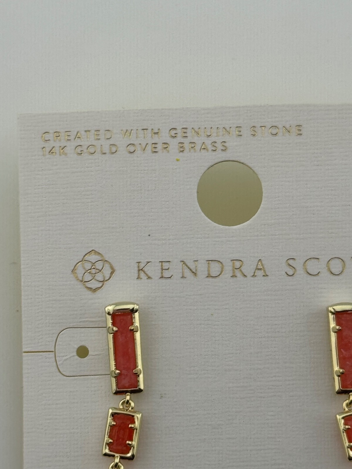 Kendra Scott Serena Linear Gold Tone Earrings Dark Peach Quartz