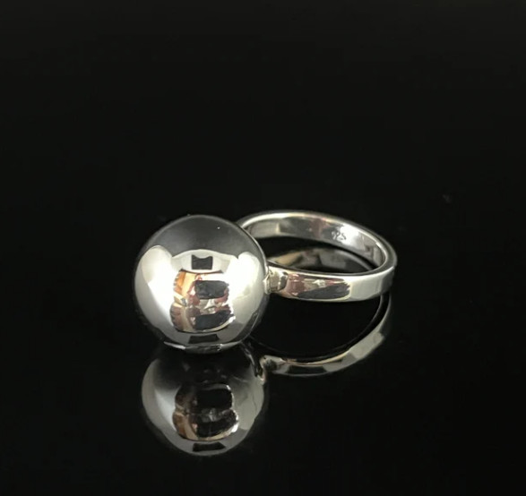 925 Sterling Silver Sphere Ring Handmade Sterling Ball Women Ring All Size SR533