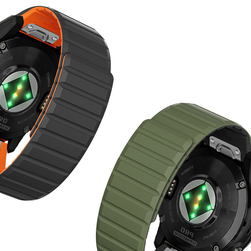 For Garmin Fenix 7/7X/6/5/3 22/26MM Quick Fit Silicone Link Magnetic Strap Band