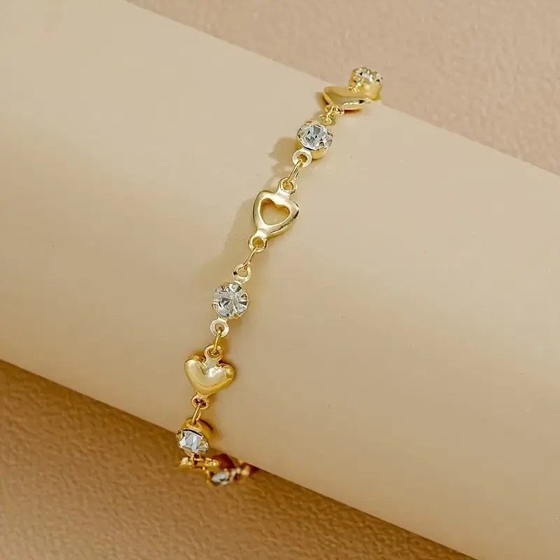 Women’s Fashion Heart Zircon Bracelet INS Hollow Out Bracelet Zinc Alloy