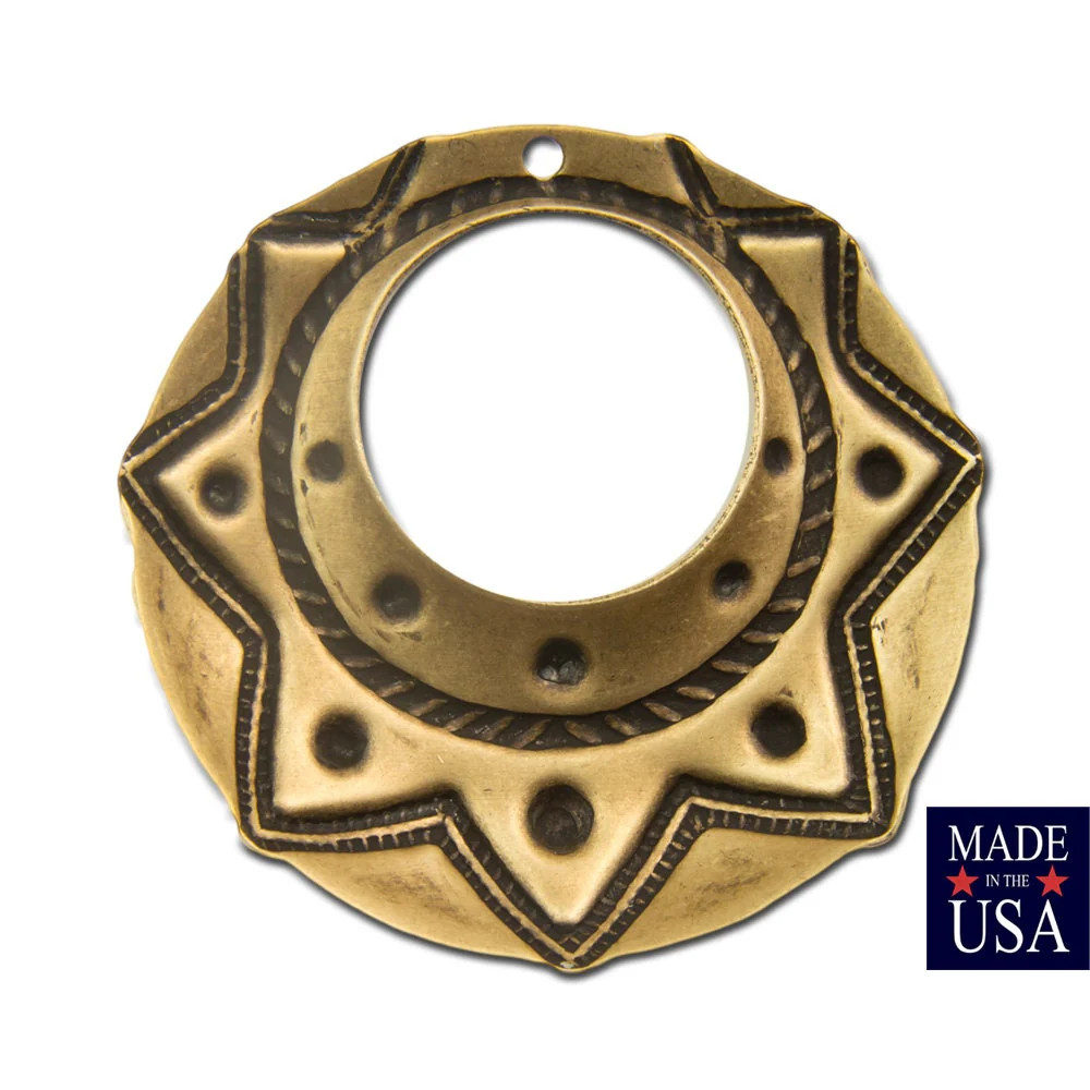1 Hole Brass Ox Tribal Round Charm Pendant Drop (6) mtl395F