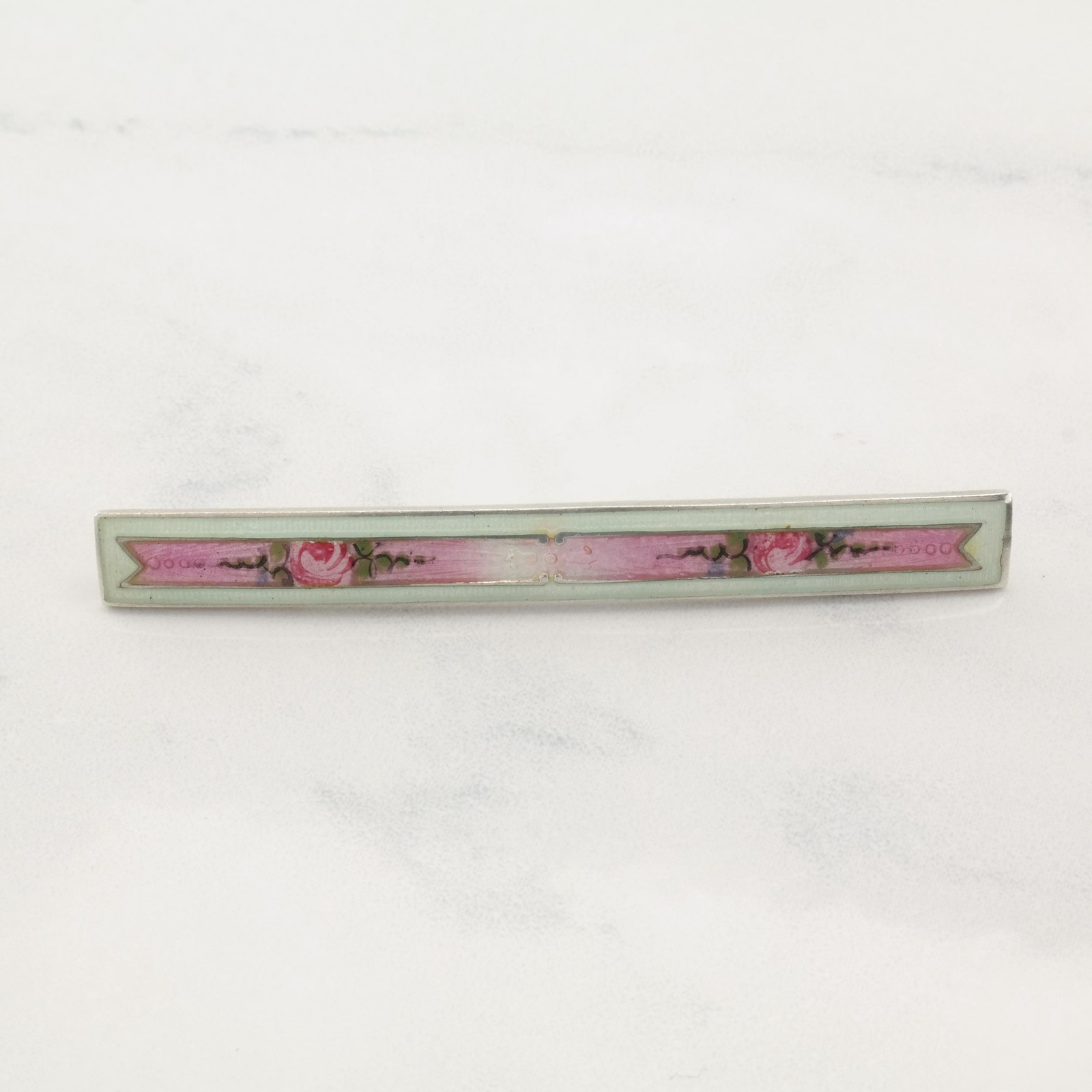 Antique Art Deco Enamel Sterling Silver Brooch