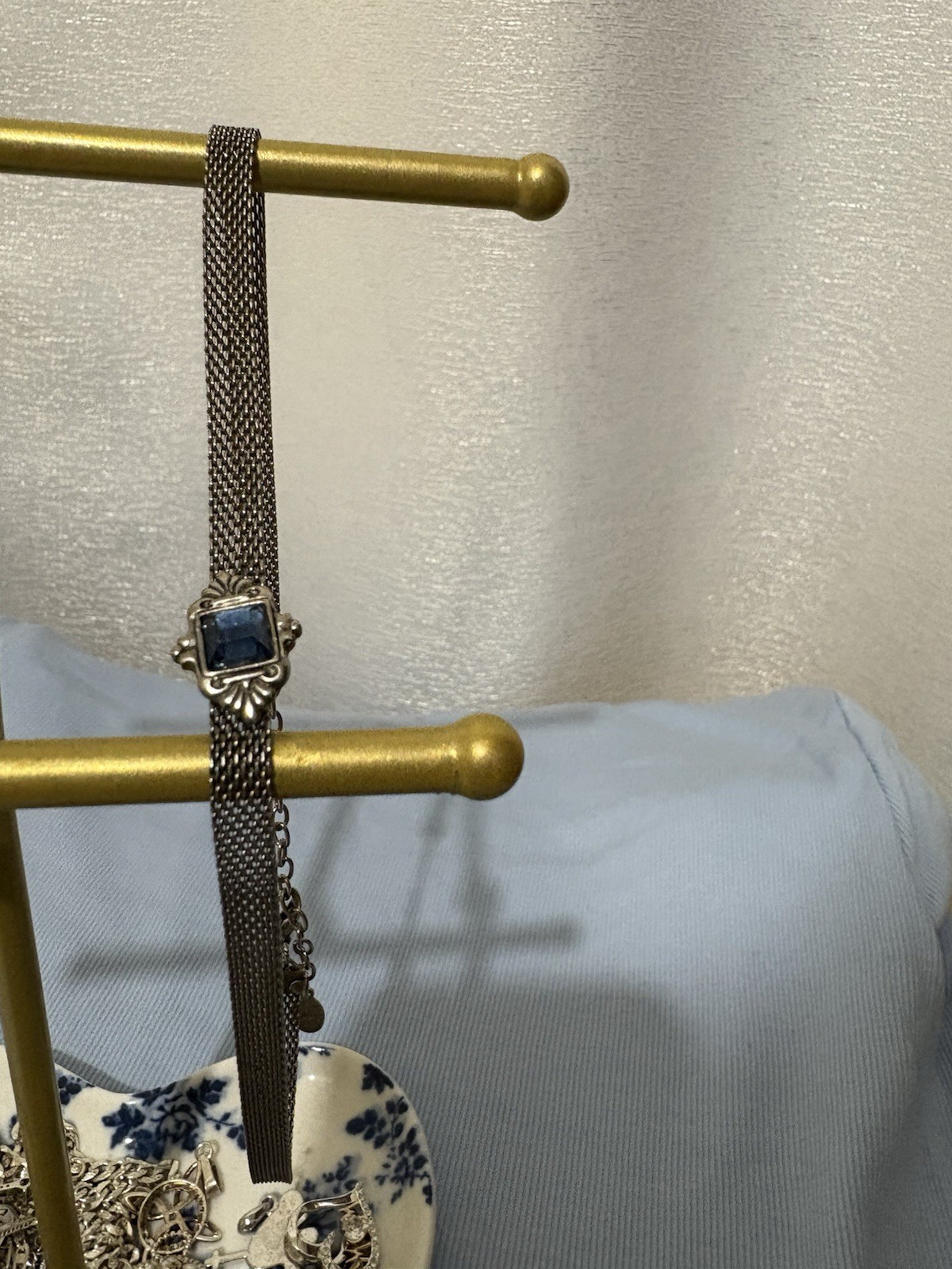 Gargantilla Vintage Robert Rose Malla con Cristal Azul