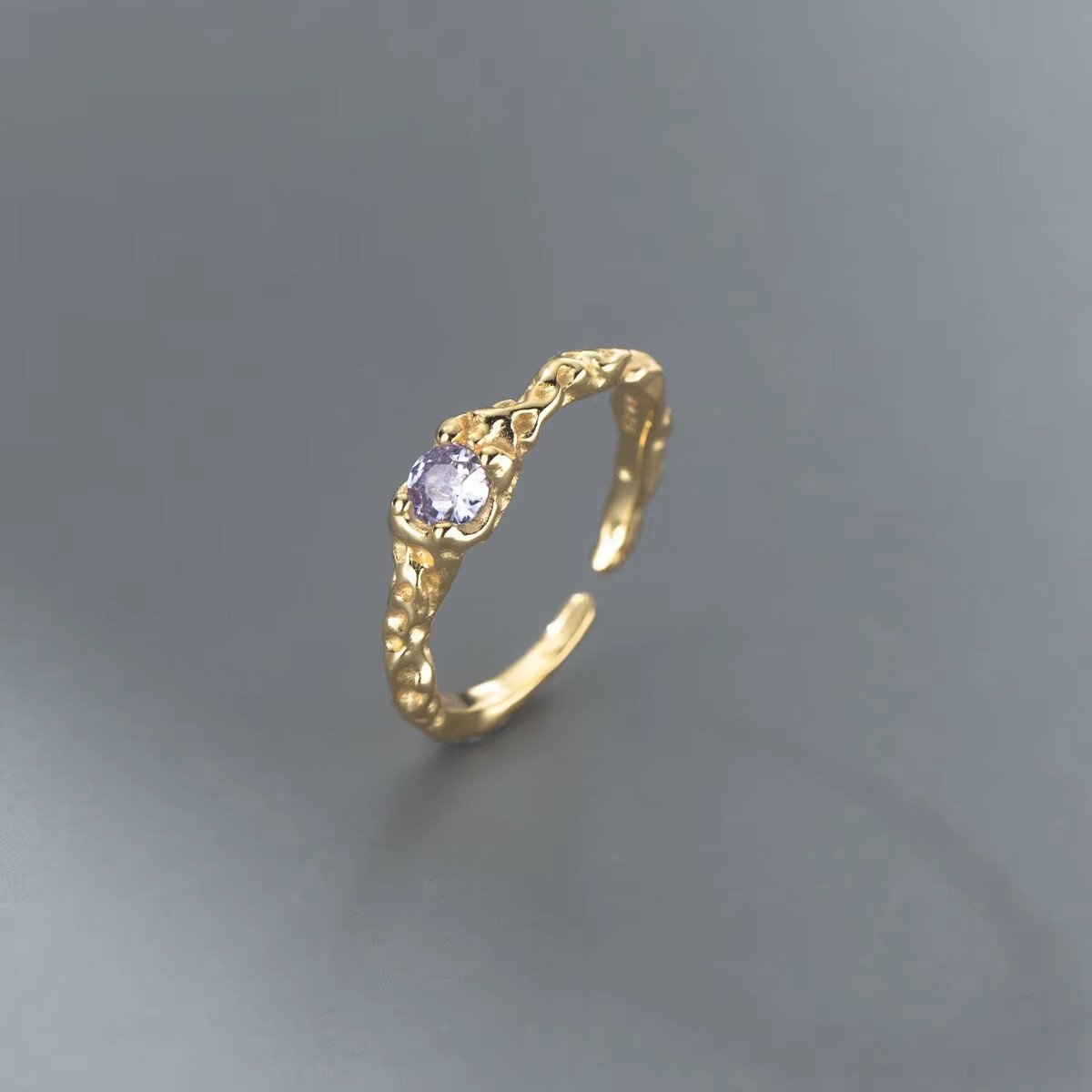 925 Sterling Silver CZ Bump Ring Simple Retro Stackable Band Women Gift