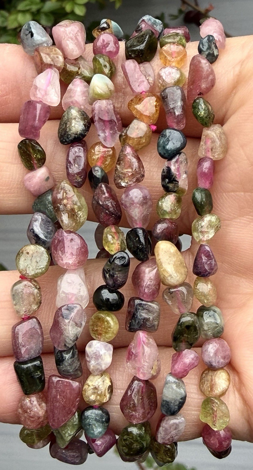 Wholesale 6 Pcs ~6mm Watermelon Tourmaline Tumble Stretch Bracelet Natural