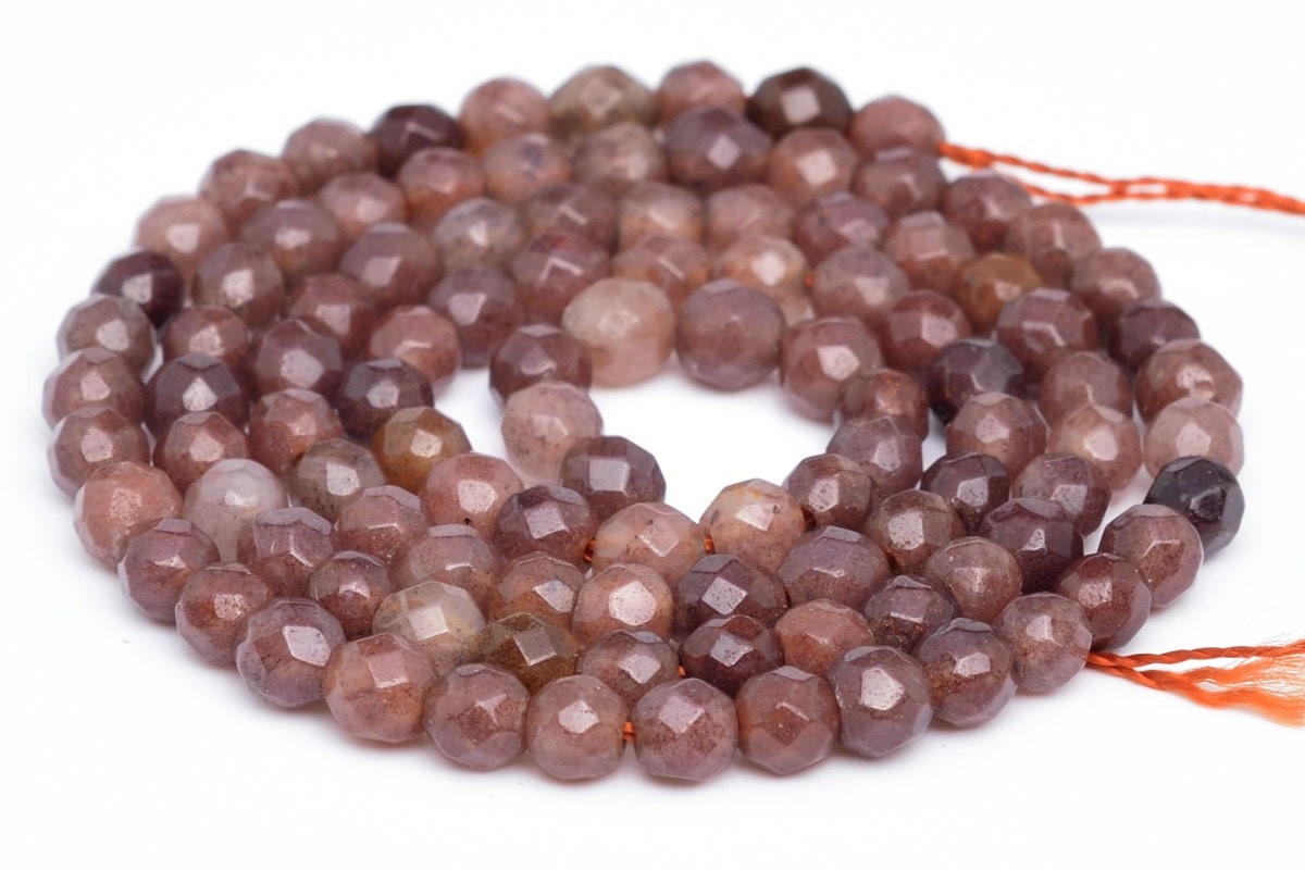 4MM Purple Brown Aventurine Beads AAA Natural Gemstone Faceted Round Loose Beads