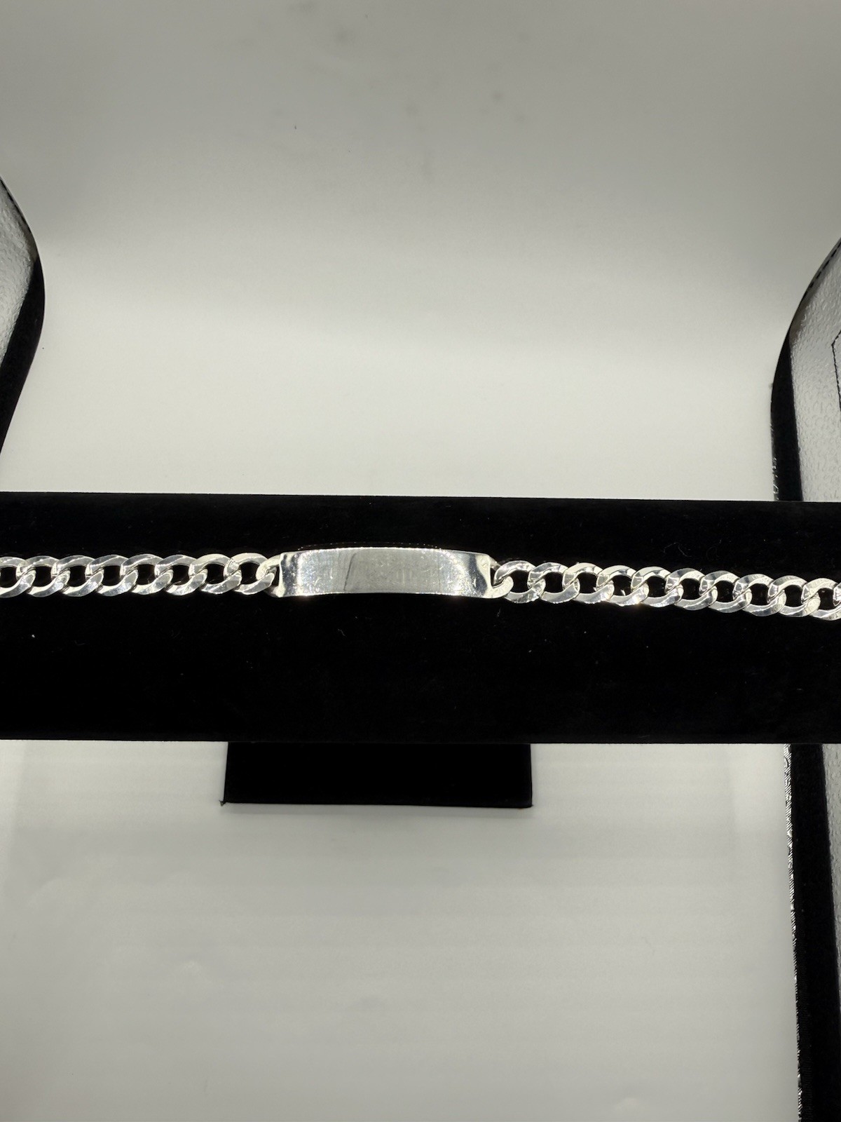 8” 8mm Flat Curb Cuban Bracelet Engravable ID Solid Sterling Silver 925