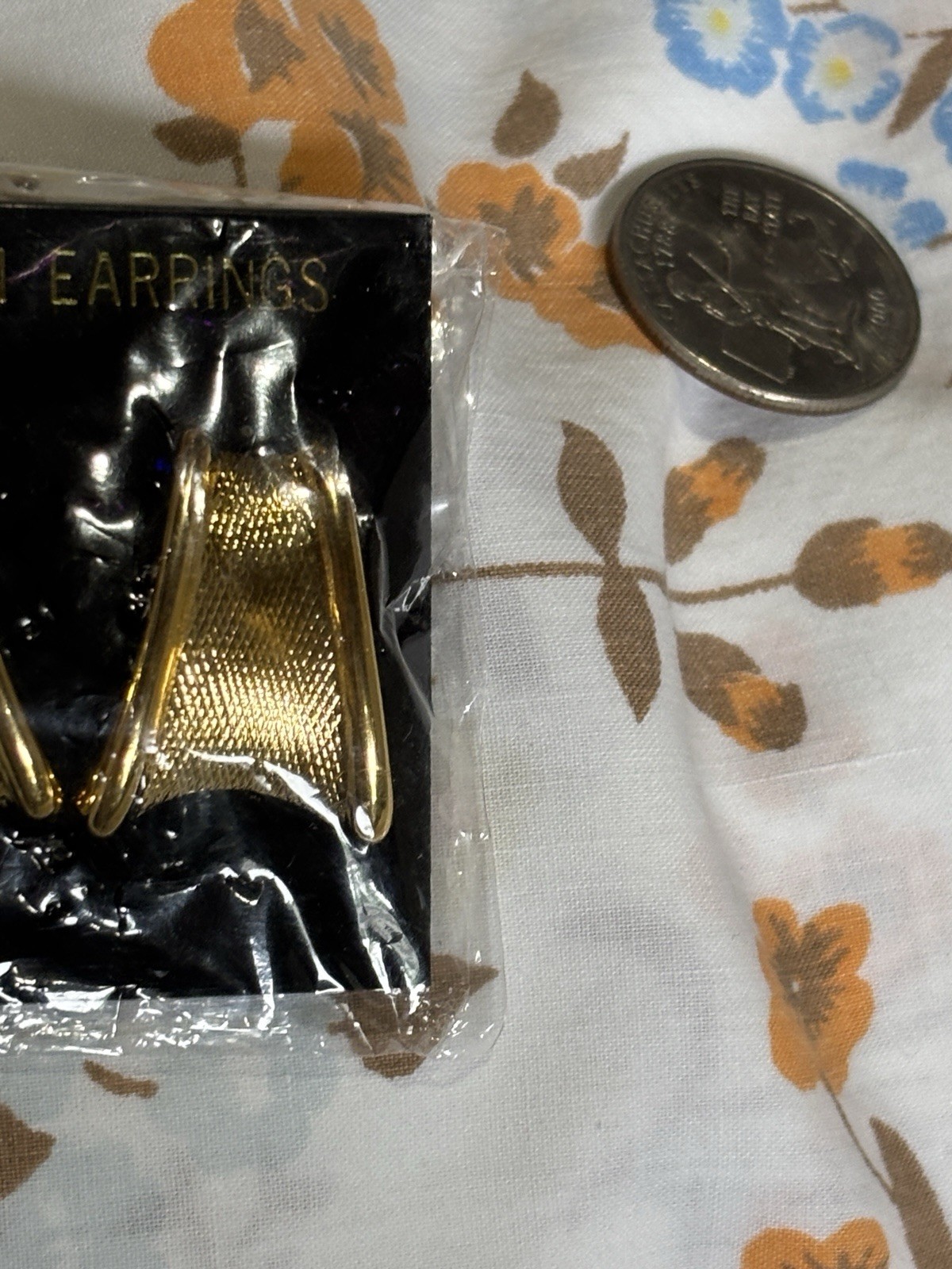 Vintage Gold Tone Textured Triangle Post Earrings NOS 80s Statement