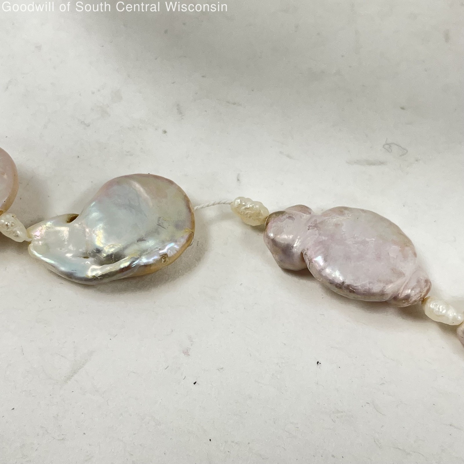 Iridescent Large Baroque Pearl Necklace W/ Small Pearl Accent Beads, 28″