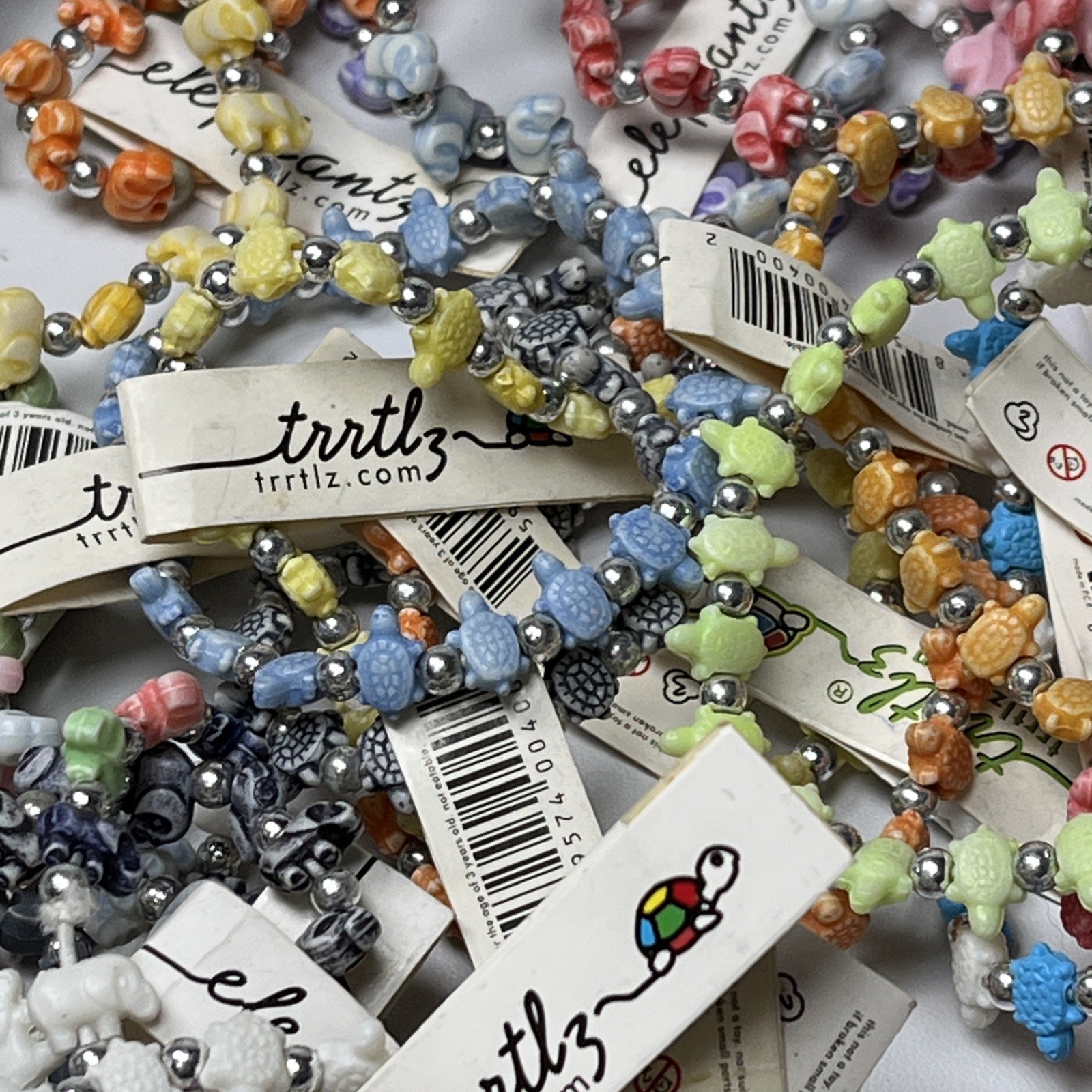 Lot Of 100 Trrtlz Kids Stretch Bracelets Mixed colors and Styles