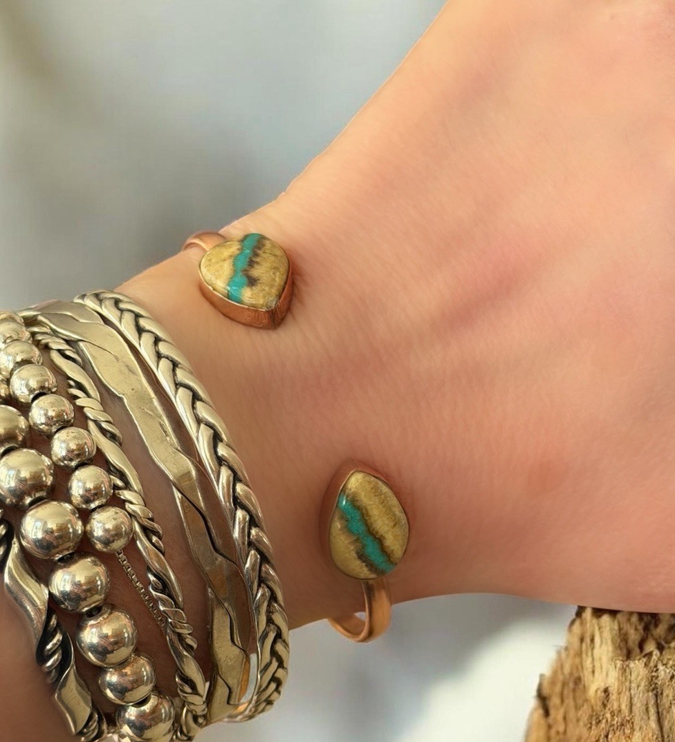 Royston Ribbon Turquoise Copper Stacker Cuff Bracelet Southwestern