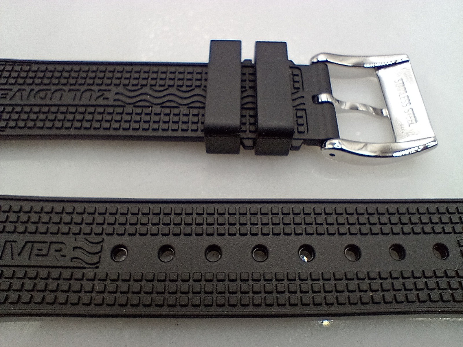New 20mm Watchgecko Zuludiver HNBR Rubber Watch Strap Black Quick Release 6B360