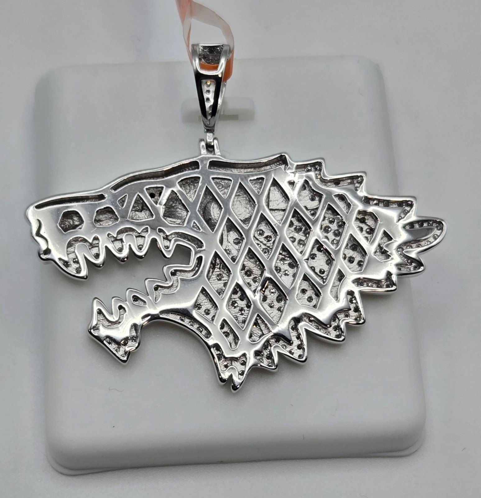NEW Solid 925 Sterling Silver 2.5ctw real MOISSANITE Wolf Pendant – USA