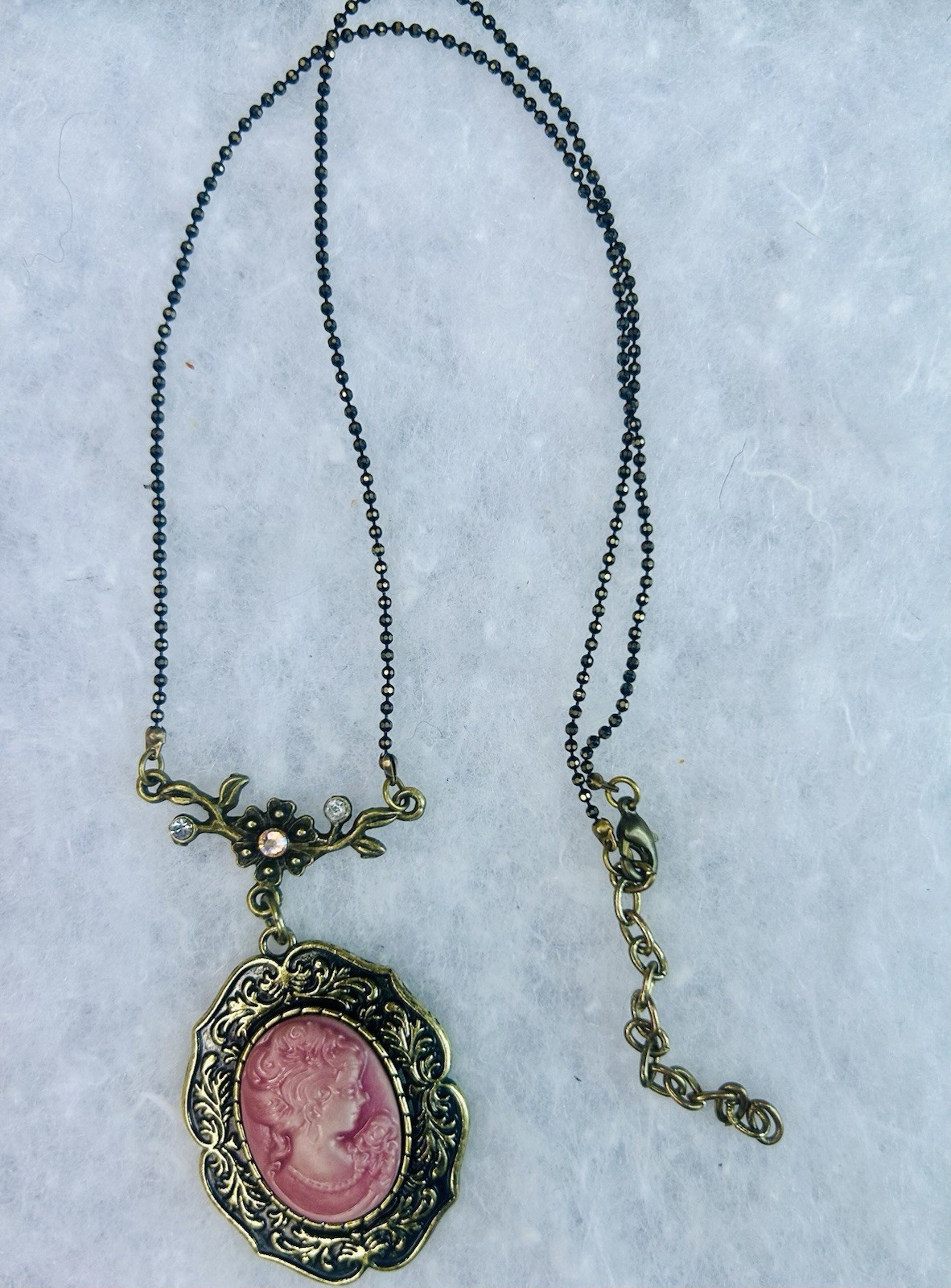 Handmade Pink Cameo Pendant Necklace by Whispering Willows