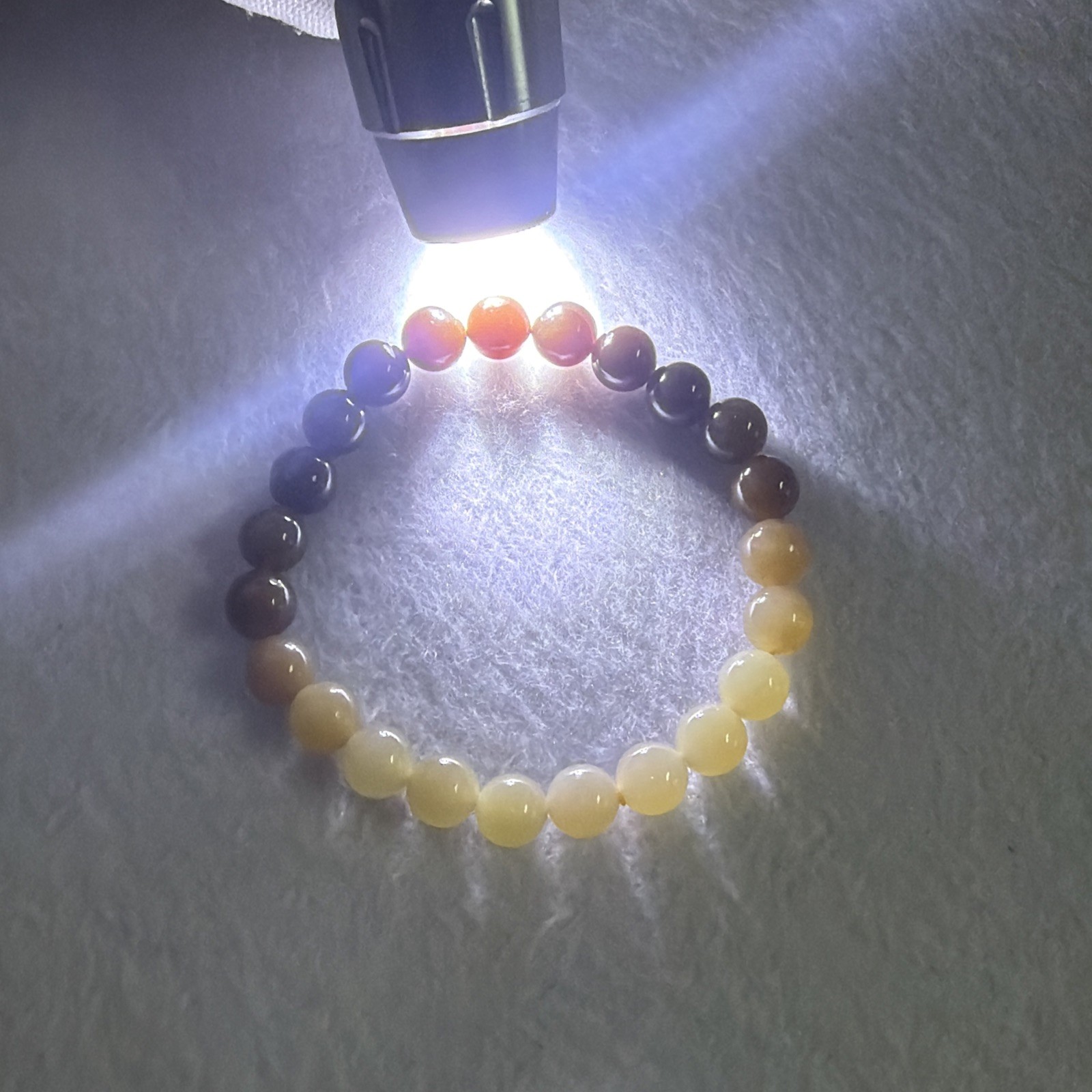 certified nephrite jade bead bracelet 和田玉手链 （糖料渐变色手链，和田老料）#183