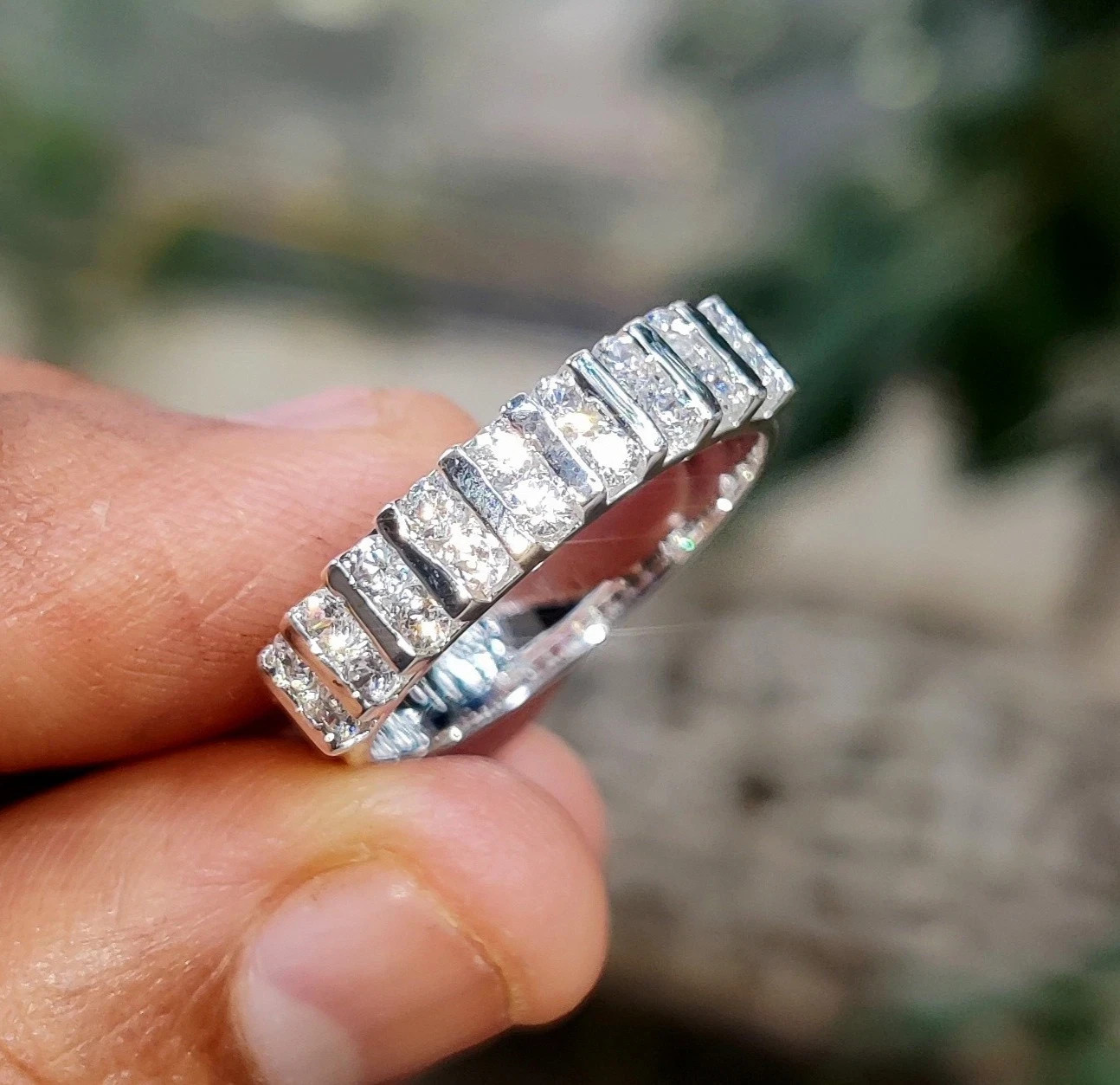 1.50 Ct Round Natural Diamond Eternity Wedding Band 14K White Gold Size 6 7 8 9