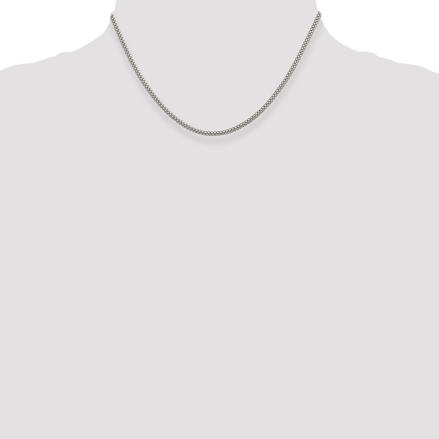Sterling Silver Solid 2.4mm Plain Corona Link Chain w/ Lobster Clasp 16″ – 24″