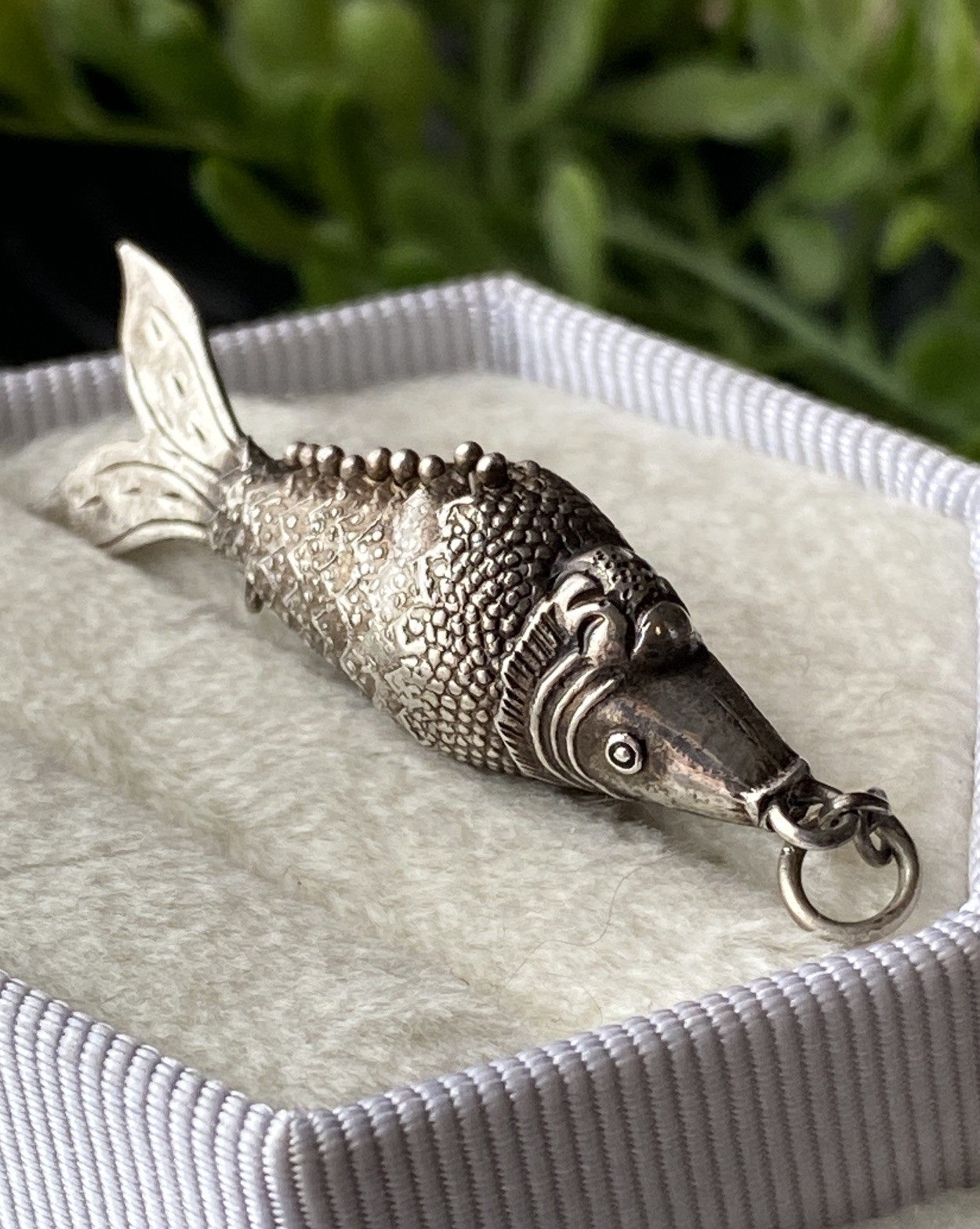 Vintage Sterling Silver 925 Pendant Charm Articulated Fish Chinese Export