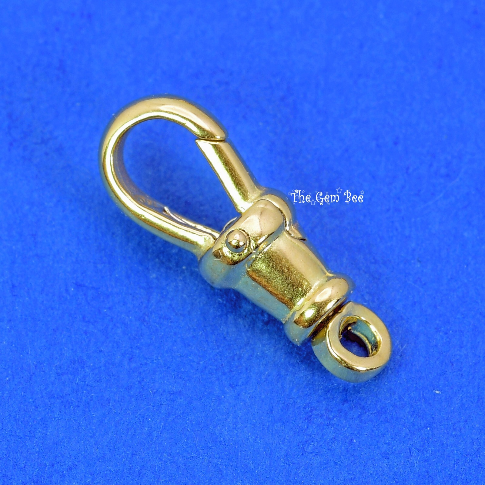 6.5mmx18mm Large 18k Solid Yellow Gold Swivel Push Lock Dog Clip Antique Clasp
