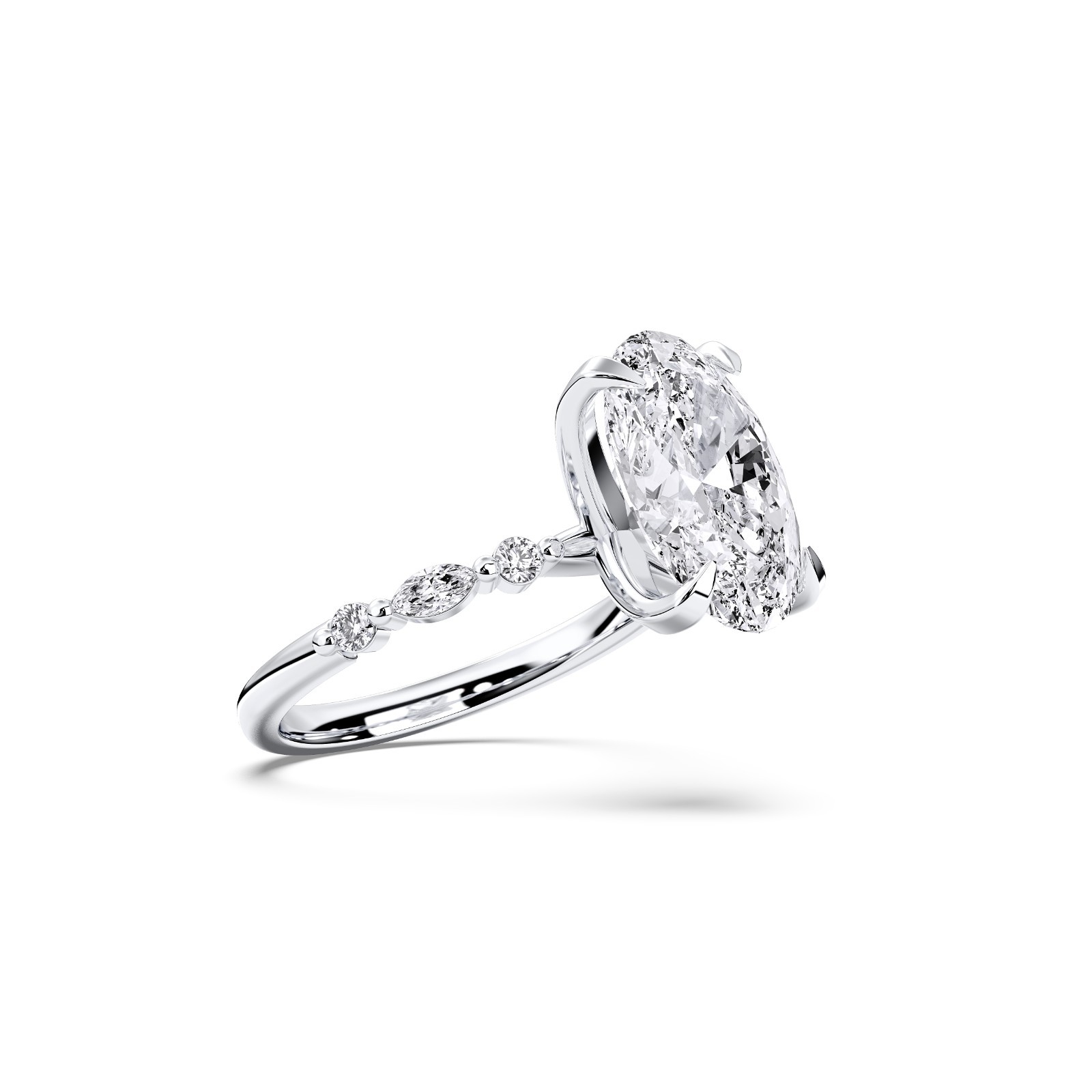 5.25 CT Oval & Round Cut Moissanite 7 Stone Engagement Ring 925 Silver for Women