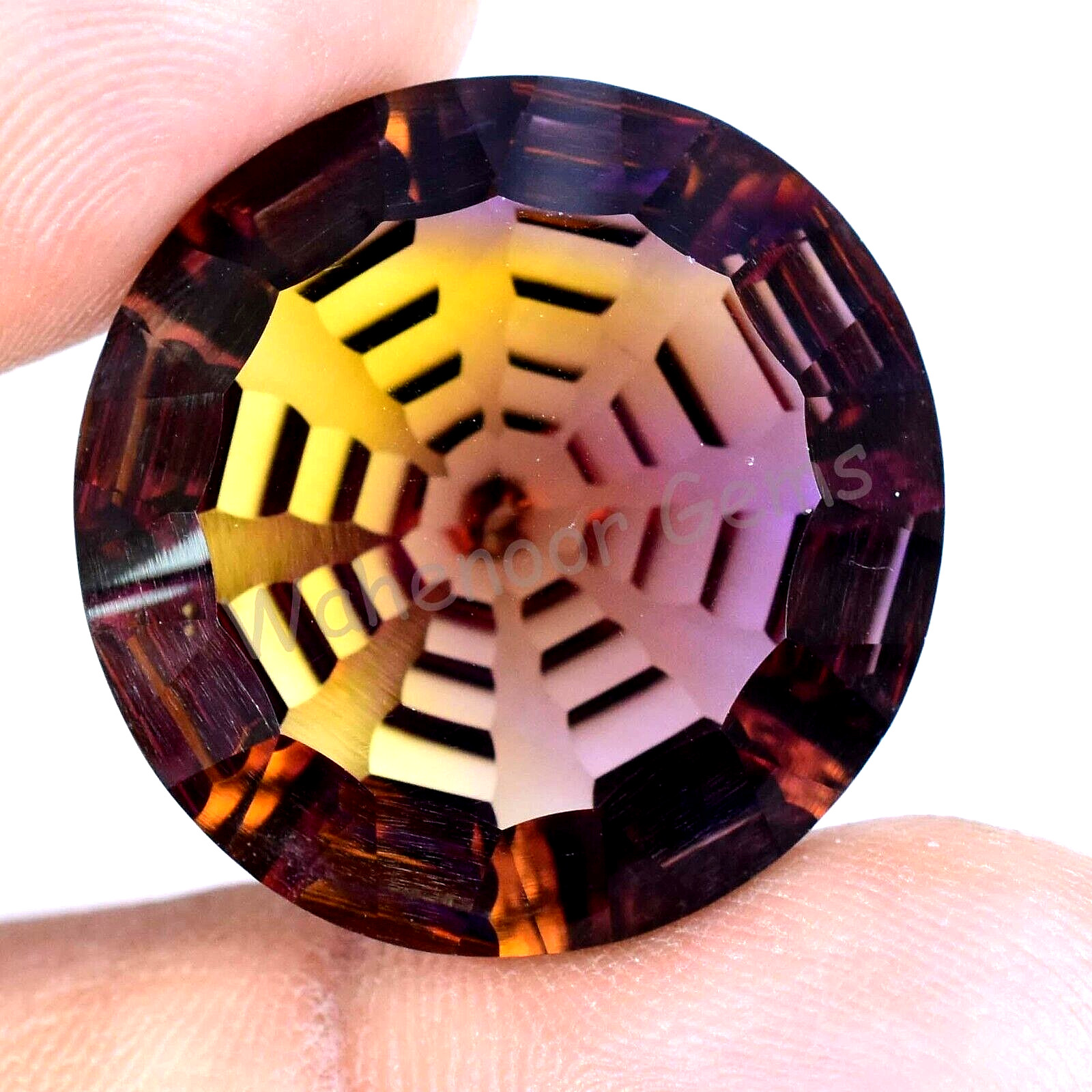 Flawless Natural Bi-Color Ametrine 33.10 Ct Round Certified Untreated Gemstone
