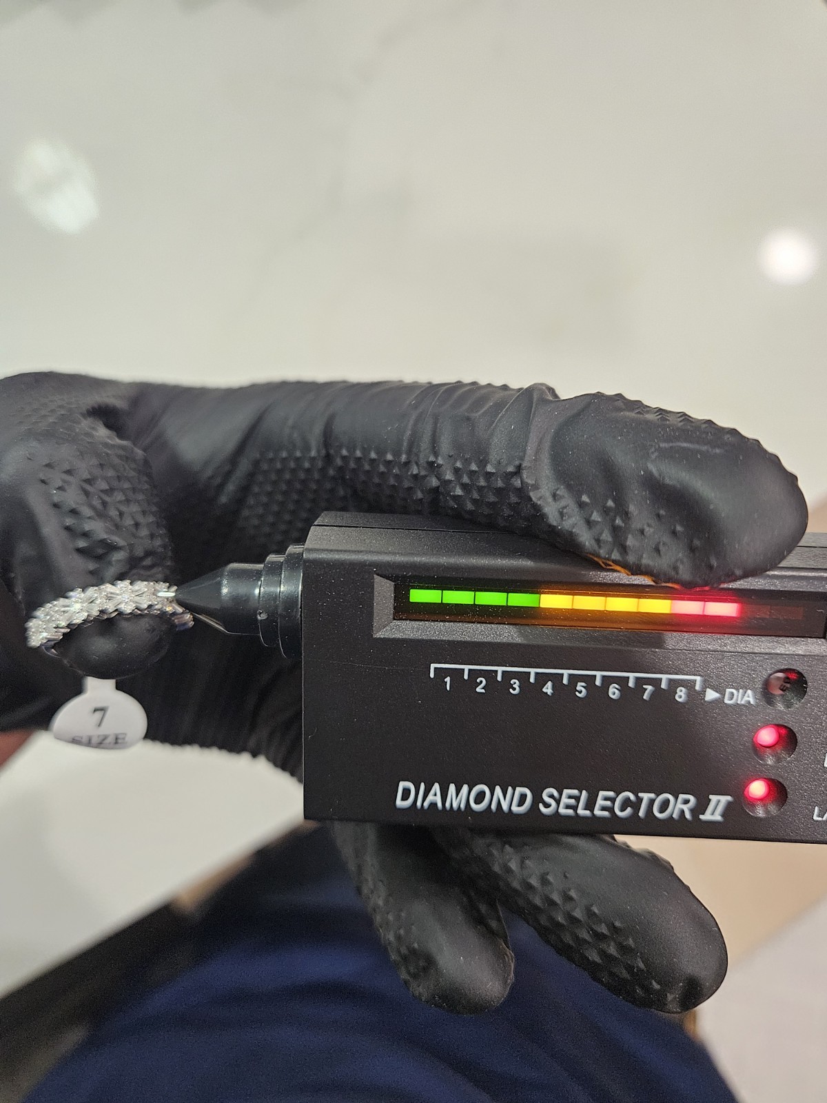 925 Sterling Silver White Moissanite Baguette Band Ring Size 7.