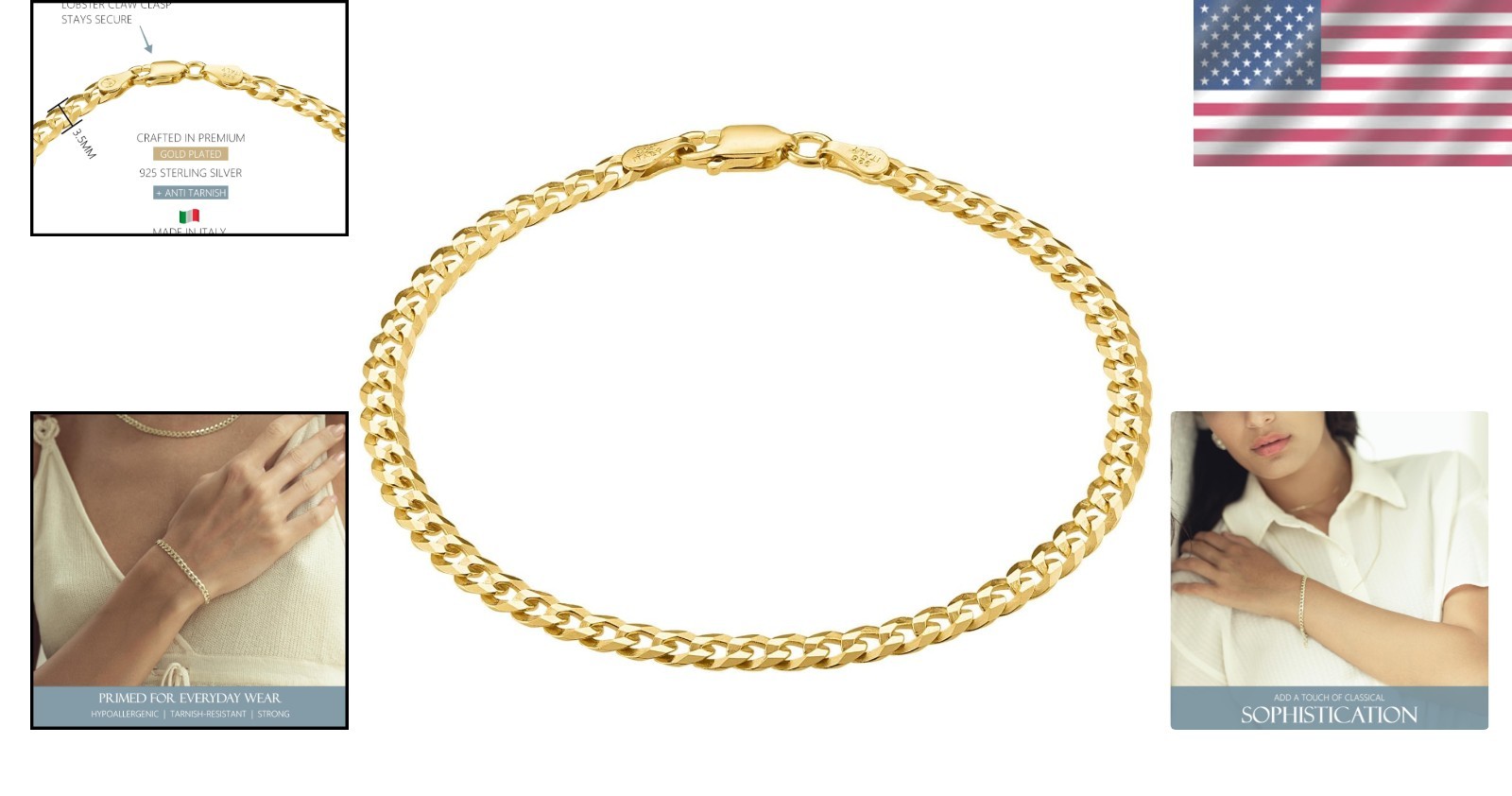 Curb, Figaro, Mariner Chain Bracelets for Women | 925 Silver